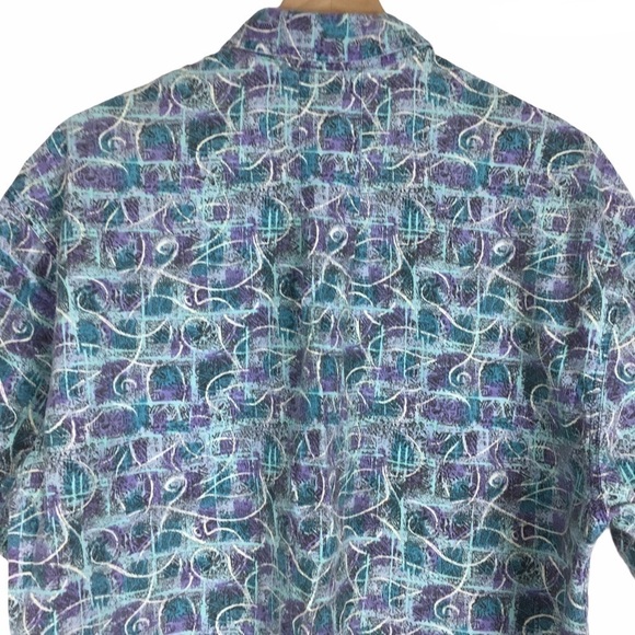 VINTAGE Gotcha Shirt Button Up 80s 90s Skate Surf Retro Tie Dye Geo Size Medium - Picture 4 of 7